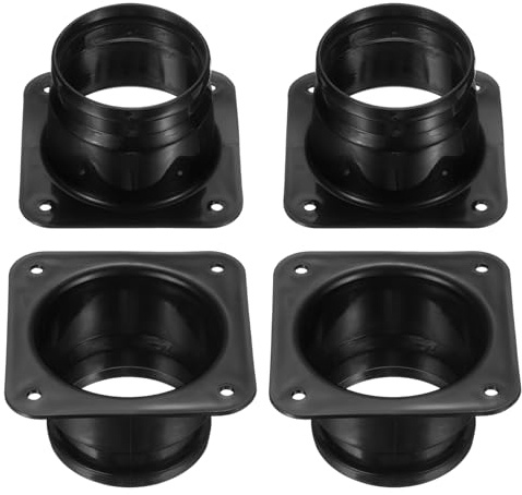 PATIKIL 3 Inch Duct Connector Flange, 4Pack Plastic Straight Pipe Flange Dryer Vent Connector for Air Heating Cooling Ventilation HVAC System, Black