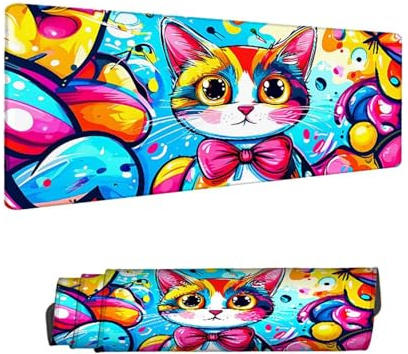 Alfombrilla de Ratón para Juegos, Color Alfombrilla Ratón XXL 1500 x 800 MM,Gato Escritorio Desk Mat, Mouse Pad con Superficie Suave y Base de Goma Antideslizante, para Oficina Gaming en Casa H-12740