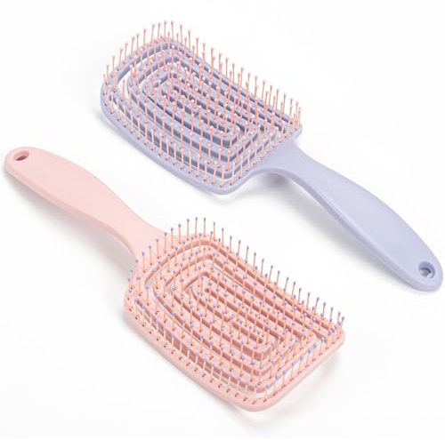 Meriviva Pack of 2 Detangle Hair Brush, Curved Vent Hair Brush Detangler Women, Easy Detangling Hairbrush for Thick Long Curly & Straight Wet Dry Hair