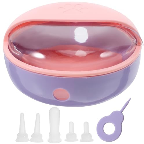 GLEAVI Gamelle pour Chiots et Chatons avec Tétines Anti-déversement en Abs Sûr, Bol à Lait Détachable Rose, Station D’Allaitement pour Animaux -nés et Petits Animaux