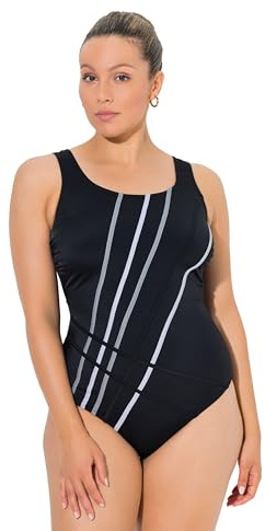 Ulla Popken Costume da Bagno Senza Coppe con pistagna Colorata Nero 52 835891100-52