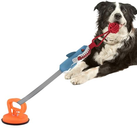 Tug Of War Dog Toy Suction Cup Squeaky Teething Pet Chewers | Interactive Dog Toys for Boredom Relief Indoor Outdoor Play Training