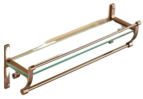 Badrumshyllor Glashylla, 1 vånings aluminium härdat glas Badrumsförvaring Hylla Väggmonterad Silver 40-55cm(Tempered Glass Panel,40cm)