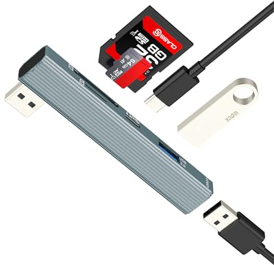 USB Hub SD Card Reader Adapter Splitter USB C Micro SD TF Memory Port 3.0 Multi Laptop Storage Data External Cable PC Charging Multiport Camera Flash Drive Compact Dual Docking Station Charger Adaptor