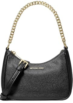 Michael Kors Jet Set Travel Kleine Umwandelbare Crossbody-Tasche aus gekörntem Leder Schwarz