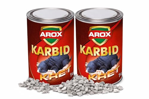 AROX Karbid KRET 2 kg (2 x 1 kg) – Carburo de calcio profesional contra topos – Repelente potente para jardín, césped y terrenos – Granulado para uso exterior