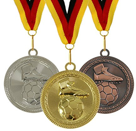 pokalspezialist Medaille Fußball 7 cm extra groß und schwer Gold Silber Bronze auch im Set inklusive Band