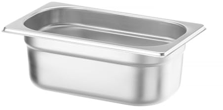 HENDI Contenitore Gastronorm, GN 1/4, resistenza termica -40 °C a 300 °C, compatibile con i forni a convezione, frigoriferi, bagno María, chafing dishes, 2.8L, 265x162(H) 100mm, acciaio inox 18/10
