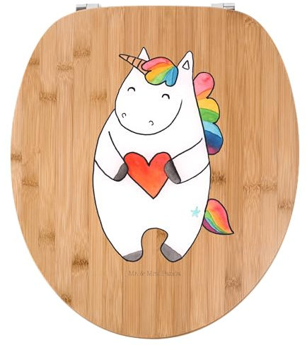 Mr. & Mrs. Panda Motiv WC Sitz Einhorn Herz - Geschenk, Klobrille, lustig, Unicorn, Toilettendeckel, schlimm, Toilette, Einhörner, Einhorn Deko,