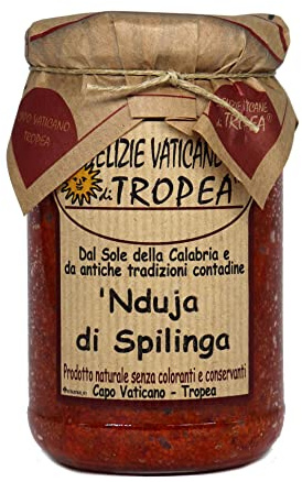 ‘Nduja di Spilinga 280g | Spicy Spreadable Salami Gourmet | Artisanal ‘Nduja Sausage Paste - Italian Deli - Authentic Calabrian Made Italy by Delizie Vaticane Di Tropea