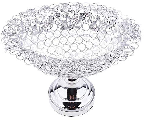 Sgerste perline di cristallo banchetto di frutta vassoio centro tavola spuntino ciotola da portata vassoio per la decorazione domestica – ovale argento, come descritto