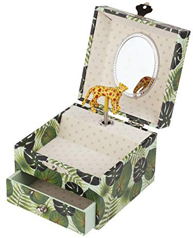 TrouSSELIER, Caja para tesoros y joyas musicales, Ideal para niños, Música de la Bella de madera dormida de chaikovsky, Color verde