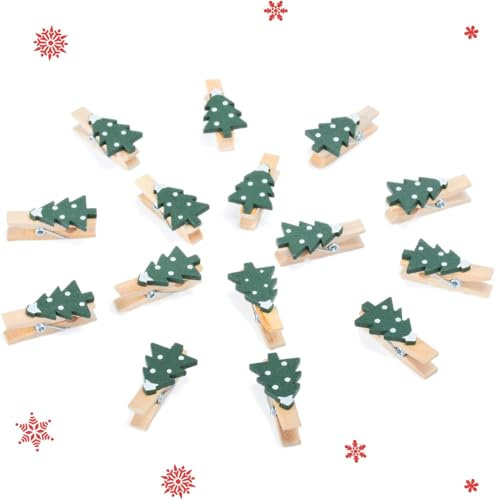 Supvox 25 Stücke Mini Holzklammern Handschuh Elch Weihnachtsbaum Form Holz Wäscheklammern Dekoklammern Weihnachten Deko Klammern Foto Clips für Fotowand Basteln Snacks Tüten