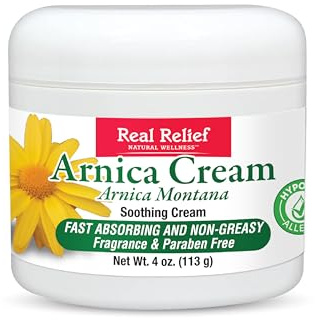 Real Relief Arnica Cream, Natural, Soothing, Non Greasy and Unscented, 4 oz (Pack of 1)