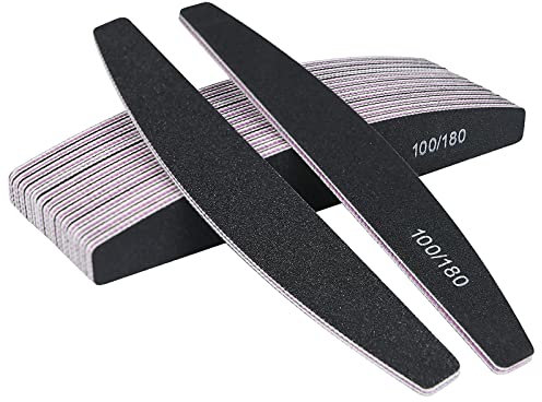 URAQT Lima per Unghie Professionale, Lima per Unghie a Doppia Faccia da 16 Pezzi - Lima Lavabile a Grana 100/180 per Unghie, Salone, Animali Domestici (Nero)