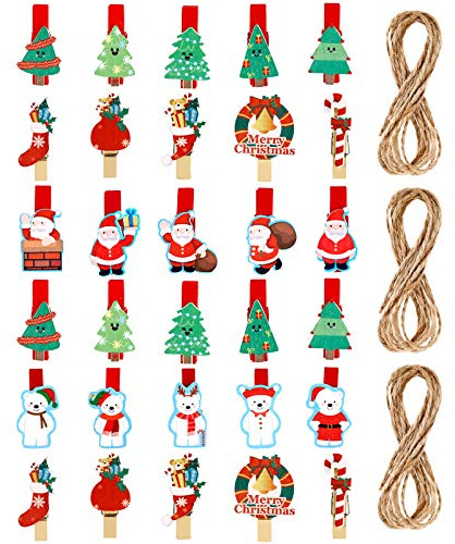 30er Weihnachten Holzklammern Kleine Foto Clip Weihnachten Figuren Wäscheklammern Pegs für Weihnachtsdeko