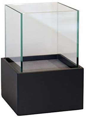 VIVANNO Deko-Windlicht CANDELITA - Kerzenhalter Eckig Schwarz Matt 20 cm | Robustes Fiberglas Gestell mit abnehmbarem Glasaufsatz für Wohnraum und geschützten Außenbereich, 20x20x29 cm