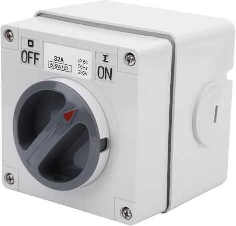 IP66 Wasserdichter Schalter 250V 2 Positionen Drehwahlschalter Staubdichter Ein Aus Schalter für den Außenbereich, 1P 32A Dreh-Ein/Aus-Schalter Buchse Außenschalter Staubdichter Trennknopf