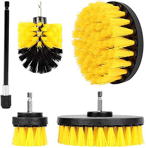 4/5 Piece Drill Brush Attachment Set - Power Scrubber Brush For Cleaning - All Purpose Drill With Extend Attachment For Bathroom Surfaces, Grout, Floor, Tub, Tile, Corners, Kitchen And Car