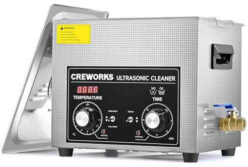 CREWORKS Ultrasonic Cleaner 10L with Heater and Timer, 240W Stainless Steel Ultrasonic Cleaning Machine, Professional Ultrasonic Parts Cleaner Ultrasound Cleaning Machine for Lab Tools Auto Parts More