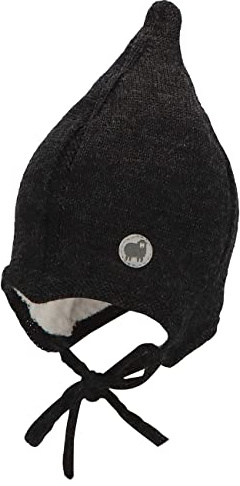 Sterntaler Baby Jungen Strickmütze Baby Strickmütze Mütze - Baby Strickmütze, Mütze Baby - aus Wolle mit Bindeband - anthrazit meliert, 39