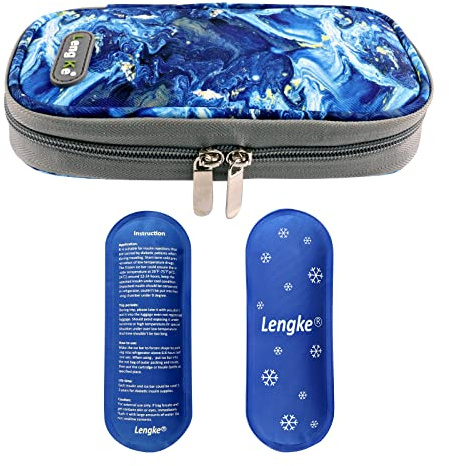 Insulin-Reisekühltasche für Diabetiker-Organizer mit 2 Eisbeutel Medizinische Kühltasche zum Insulinpen und Insulinmedizin (Treibsand blau)