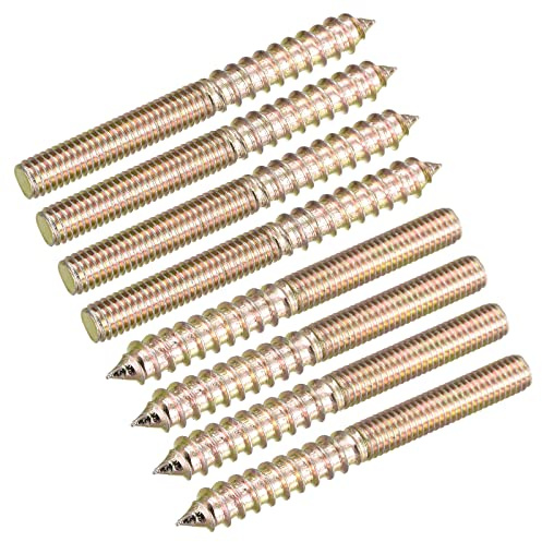 sourcing map M6x60mm Hanger Bolts, 8pcs Double Ended Thread Dowel Screws for Wood Furniture