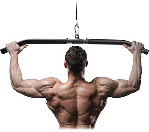 Barra Poleas, 85cm Desmontable Barra Espalda Polea con Junta Giratoria Barra Dorsal Polea para Pull Down Máquinas Barra Espalda Gimnasio Entrenamiento de los Hombros, Espalda, Tríceps