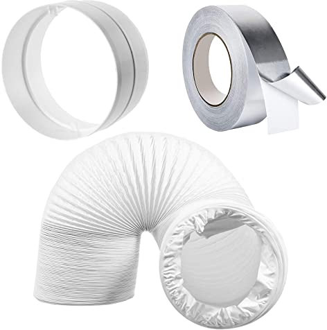 SPARES2GO Air Conditioner Duct Vent Extension Kit (6 x 6m Hose + 6 Connector + 50mm x 45m Aluminium Foil Tape)