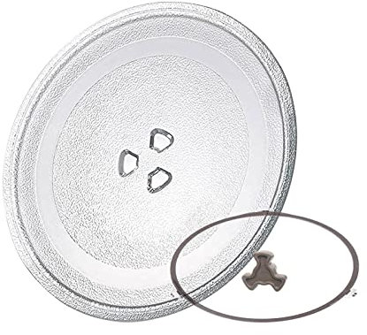LIGUOYI Universall Mikrowellenteller, Rund Glasteller Drehteller Mit Drehtellerring Und Unterstützung, 24.5cm 27cm 31.5cm Glasdrehteller Für Mikrowellen, Verdickter Hitzebeständig, Wasser Ausspülen