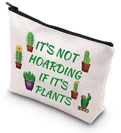 PLITI Succulent Plant Makeup Bag It's Not Hoarding If It's Plants for Plant Lover Gift Plant Mom Gift Crazy Plant Lady Gift (Hoarding PlantU)