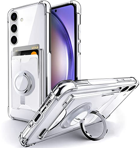 SHIELDS UP for Samsung Galaxy A54 Case with Card Holder & Ring Stand. | Wallet Minimalist Case, Transparent Slim Shockproof TPU Bumper Cover for Samsung Galaxy A54 - Clear