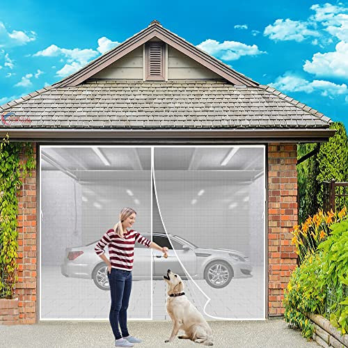 Magnet Fliegengitter Tür, 290x265cm Fliegengitter FüR Balkontür Dachfenster Insektenschutz Ohne Bohren für Balkontür Wohnzimmer Terrassentür - Weiß Z