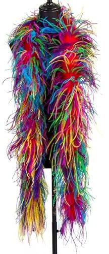 2 Meter zweifarbige flauschige Straußenfedern Boa 6-lagiger Schal Schal DIY Hochzeit Party Kleid Nähen Basteln Weihnachtsbaum Dekor Plume-01