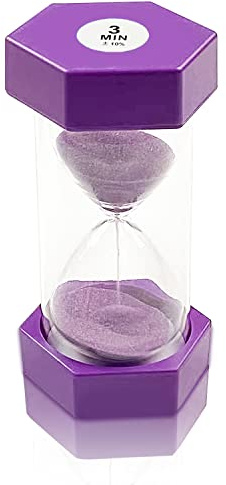 Timglas sandtimer, sandtimer, färgade sandtimers för barn, kökstimer barnspelleksak, tandborste timer sandglas, dekoration för hemmet, kontoret, 3 minuter, lila