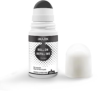 iMARK Premium Roll-On Ink Refill for Foam and Felt Stamp Pads, 2 oz (Black)