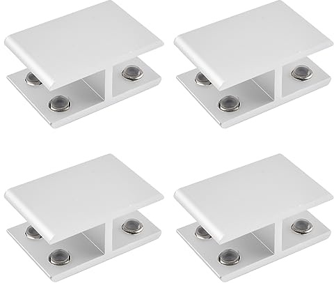 INCREWAY Verstellbare doppelseitige Klemme für Glasregal, Packung mit 4 Halterungen aus Aluminiumlegierung, für 14-16 mm Dicke, 180