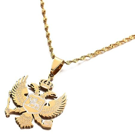 VALKEM Accessoires für Damen und Herren Montenegro Anhänger Halsketten für Frauen Mädchen Montenegro Eagle Gold Farbe Kette Schmuck Hochzeit Jubiläum, Valentinstag, Weihnachten, Geburtstagsgeschenke