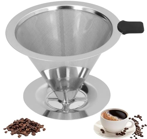 Tissting Verser Sur le Filtre à Café Goutteur, Filtre à Café Permanent en Acier Inox Filtre sans Papier pour Faire du Café Manuel Goutteur de Café avec pour Cuisine Bureau 2‑4 Cups