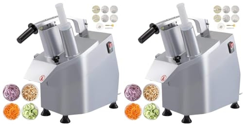 VEVOR Tagliaverdure Elettrico 270 r per min, Commerciale 550W, con 6 Dischi da Taglio Processore per Verdure, Professionale Robot da Cucina, (Confezione da 2)
