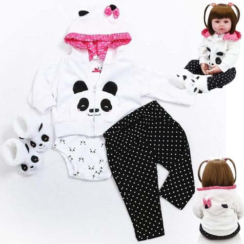 scnbom Reborn Baby Dolls Clothes for 17-22 inch newborn babies Girl Outfits Accesories (Aaliyah 4pcs Set)
