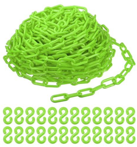 PATIKIL Plastik-Kettenglieder, 100 Fuß 2 Sicherheitsbarriere-Kette Grün für Menschenkontrolle, Warteschlange, Parkplatz, Zaun, Tor, Konzert, Baustelle und Dekoration