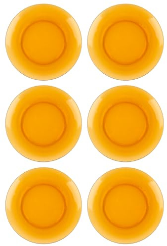 Acan Tradineur - Pack de 6 Platos de Postre - Modelo LYS Ámbar - Ø 19 cm - Vidrio - Apto para lavavajillas y microondas - Ideal para el hogar, Cocina y hostelería