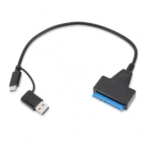 Elprico Cable Adaptador SATA a USB 3.1 Tipo C para Transferencia de Datos HDD/SSD de Disco Duro de 2,5 Pulgadas, Convertidor de Disco Duro Externo Compatible con Alimentación USB UASP