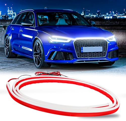 DREAMIZER LED-Streifen für Motorhaube, Stangen und Neonlichter, 12 V, 180 cm, Scan-Start-Lichtleiste für Auto, Outdoor, LED-Lichter für SUV, LKW, 4x4, Anhänger, Weiß