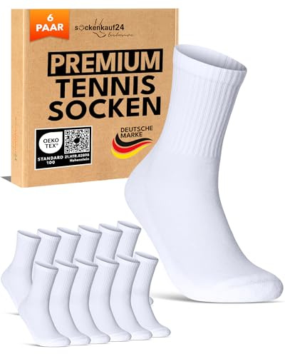 sockenkauf24 Calze Sportive Uomo Calzini Tennis 6 Paia Spugna Rinforzati Crew Socks 70107T (Bianco 39-42)