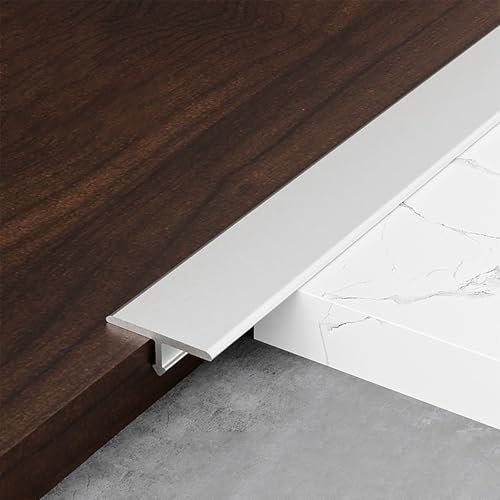 Raouoae Übergangsprofil 3 Stück*90cm Übergangsschiene Aluminium-T-Profil Arbeitsplatten Verbindungsschiene Übergangsleiste Laminat for Verbinden Von Böden Gleicher Höhe(Silber,Breite 12 mm)