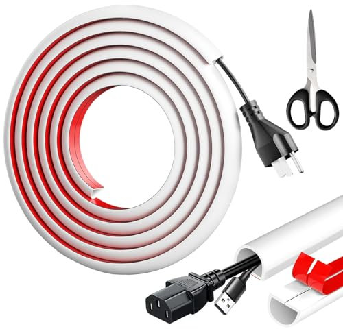 URHRHU 3m Canalina Passacavi Auto-Adesiva 15mm×10mm Canali a Cavo Semicircolare Mini Canalina Portacavi Autoadesivo Mini Canalina Passacavi Muro per Home Ufficio