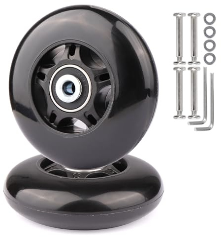 Gladder Ersatzräder für Gepäck, Koffer, leise, PU-Rollen, Inline-Räder mit ABEC7 608-2RS Kugellager, 6 mm Achsen, Unterlegscheibe, Universal-Reparatur-Set (80 x 24 mm)