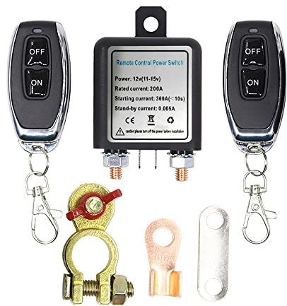 ERYUE Batterietrennschalter,12 V Autobatterie Relais Funkfernbedienung Batterietrennschalter Batterietrennschalter Stromunterbrechung Hauptschalter mit 2 Fernbedienungen